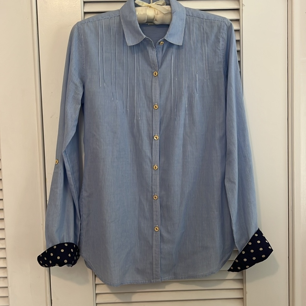 Trovata Women’s Blue Pinstripe Button-Up Shirt XS